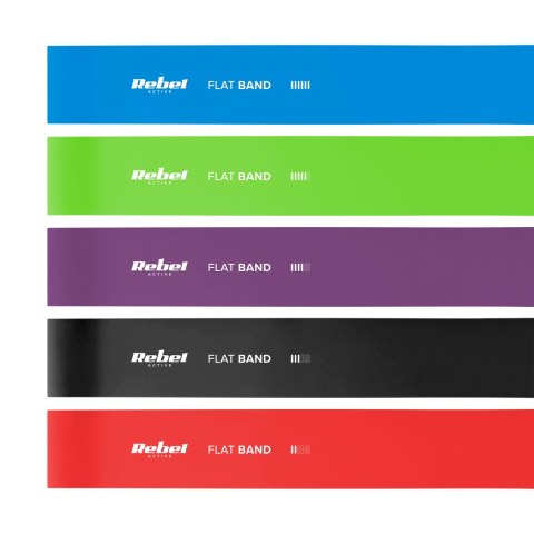 Zestaw gum do ćwiczeń TPE 2m - Flat Band Ls-1, 1,5-11,5 kg, 5 gum, REBEL ACTIVE