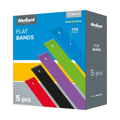 Zestaw gum do ćwiczeń TPE 2m - Flat Band Ls-1, 1,5-11,5 kg, 5 gum, REBEL ACTIVE