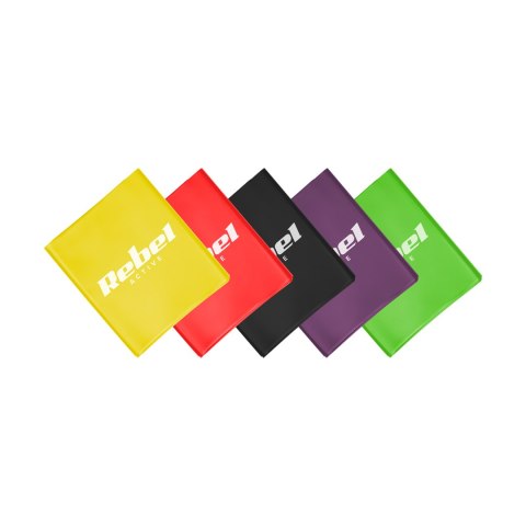 Zestaw gum do ćwiczeń lateksowe 2m - Flat Band LTs-1, 2,5-20 kg, 5 gum, REBEL ACTIVE