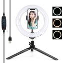 Lampa pierścieniowa LED PULUZ 20cm statyw uchwyt telefonu