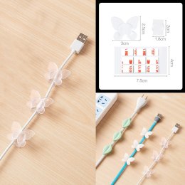 Ozdobny uchwyt na kable w kształcie motylka (9szt.) - przezroczysty