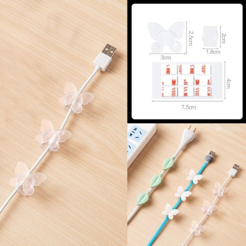 Ozdobny uchwyt na kable w kształcie motylka (9szt.) - przezroczysty