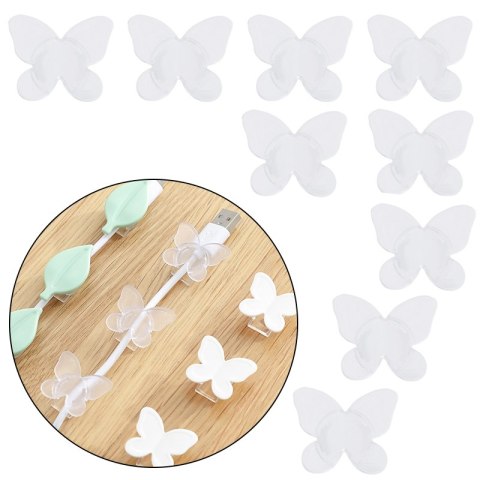 Ozdobny uchwyt na kable w kształcie motylka (9szt.) - przezroczysty