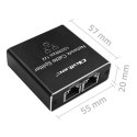Qoltec Rozdzielacz Splitter mini SWITCH 1x2 port RJ45 | 1000Mbps | USB-C | Aluminium