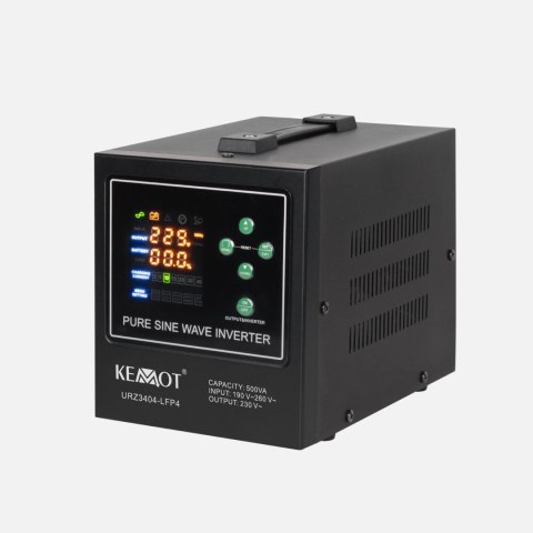 Zasilacz awaryjny KEMOT PROsinus-500-LFP4 przetwornica z czystym przebiegiem sinusoidalnym i funkcją ładowania 12V 230V 500VA/30
