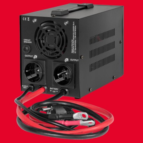 Zasilacz awaryjny Rebel POWER-800-LFP4 - przetwornica z czystym przebiegiem sinusoidalnym i funkcją ładowania 12V 230V 800VA/500