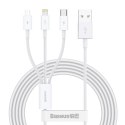 Kabel USB 3w1 Baseus Superior Series, USB do micro USB / USB-C / Lightning, 3.5A, 1.5m (biały)