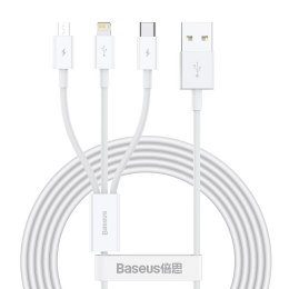 Kabel USB 3w1 Baseus Superior Series, USB do micro USB / USB-C / Lightning, 3.5A, 1.5m (biały)