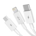 Kabel USB 3w1 Baseus Superior Series, USB do micro USB / USB-C / Lightning, 3.5A, 1.5m (biały)