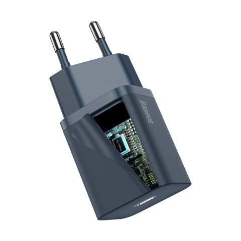 Ładowarka sieciowa BASEUS Super Si 20W + USB-C-Lightning 1m (niebieska)