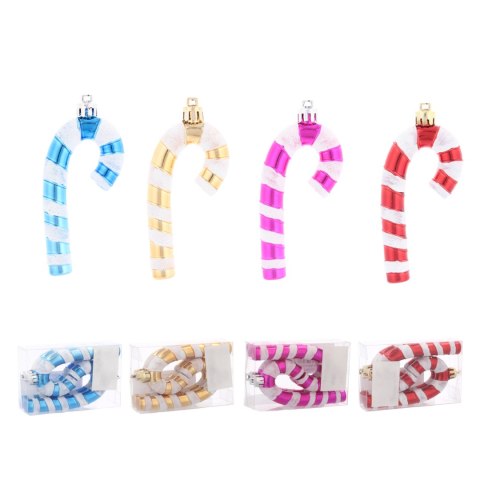 Komplet 4 Ozdób Choinkowych "CUKIERKOWA LASKA" 9cm w Kolorze Niebieskim