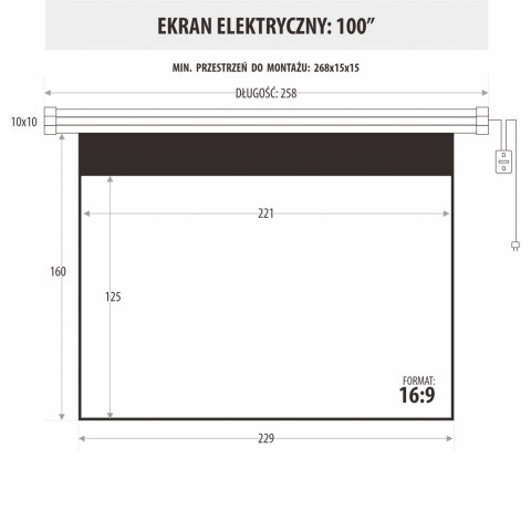EKRAN ELEKTRYCZNY 100" 221x125cm z pilotem EM-100 16:9E ART PREM