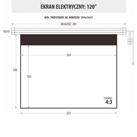 EKRAN ELEKTRYCZNY 120" 244x183cm z pilotem EM-120 4:3E ART PREM