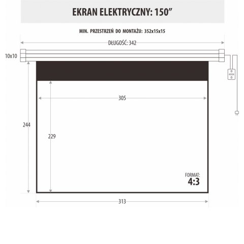 EKRAN ELEKTRYCZNY 150" 305x229cm z pilotem EM-150 4:3E ART PREM