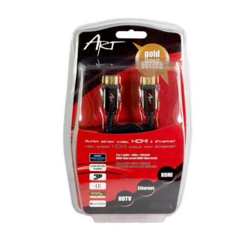 KABEL HDMI 2.0 M/M HQ pozłacany 3m ETHERNET 3D AL-01-3M ART