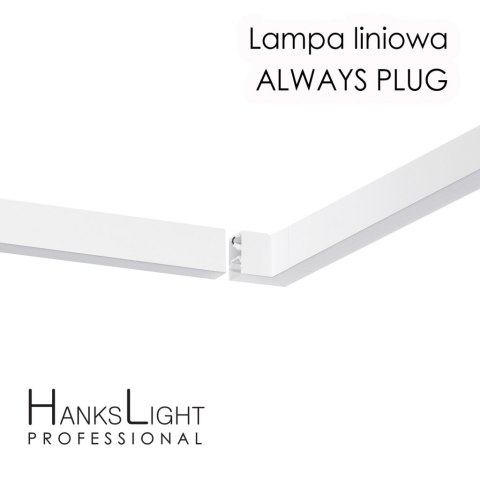 Lampa LED HanksLight,white,liniowa,alu,zwiesz,wtyczka-opcja łączenia,1200mm,down36W,4000K
