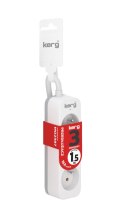 Przedłużacz KERG bez wyłącznika-3 gniazda-biało-szary-1,5m-16A-H05VV-F-3x1,5mm2