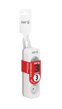 Przedłużacz KERG bez wyłącznika-3 gniazda-biało-szary-3m-16A-H05VV-F-3x1,5mm2