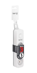 Przedłużacz KERG z wyłącznikiem-3 gniazda-biało-szary-5m-10A-H05VV-F-3x1,0mm2 EOL