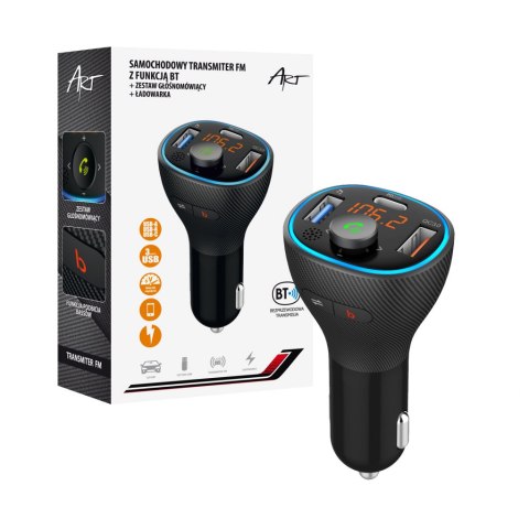 TRANSMITER samoch FM MP3 z funkcją BT,USB LCD FM-73 ART QC3.0 EOL