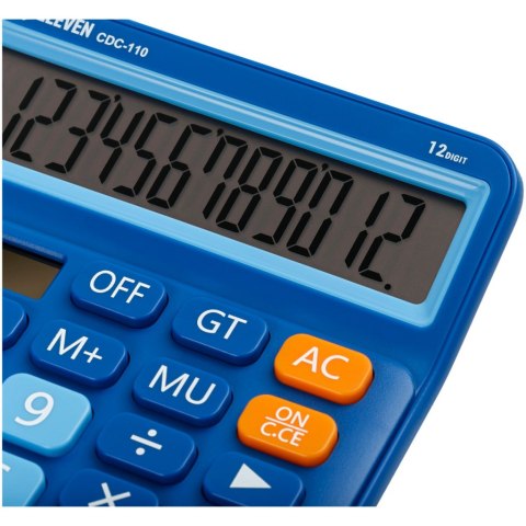 ELEVEN Kalkulator biurowy w kolorze niebieskim, jasno-niebieskie przyciski numeryczne, CDC110BL