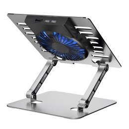 Podstawka pod laptop ART P12 alu.13/24/23cm reg.wys+kąta+wen+LED