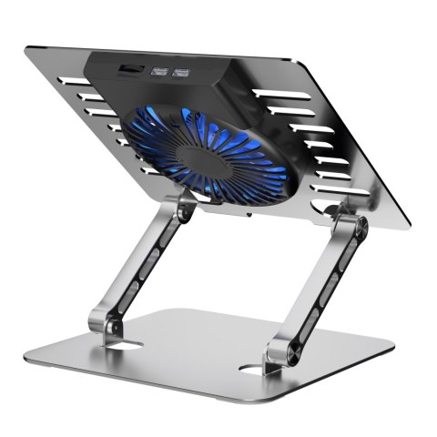 Podstawka pod laptop ART P12 alu.13/24/23cm reg.wys+kąta+wen+LED