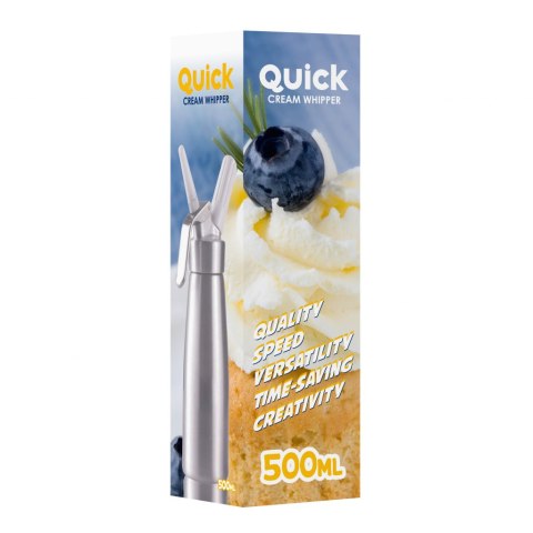 SATURATOR DO BITEJ ŚMIETANY- QUICK CREAM WHIPPER KA-01 A SREBRNY 0,5 LITRA NA NABOJE N2O