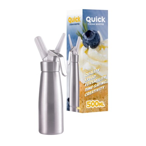 SATURATOR DO BITEJ ŚMIETANY- QUICK CREAM WHIPPER KA-01 A SREBRNY 0,5 LITRA NA NABOJE N2O