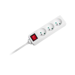 Przedłużacz 3 gniazda 5m typu francuskiego z przełącznikiem (3x1,5mm) Rebel biały