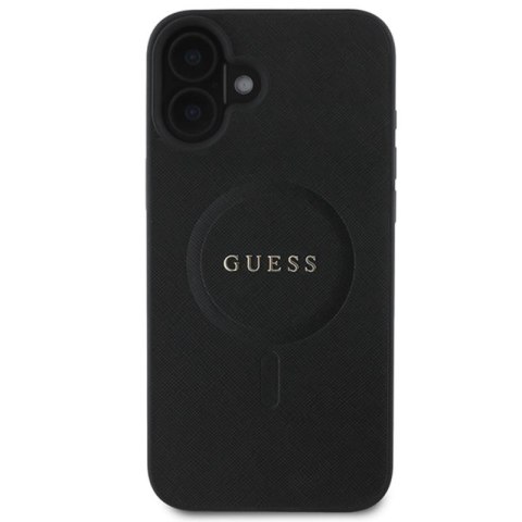 Guess Saffiano Classic Logo MagSafe - Etui iPhone 16 Plus (czarny)