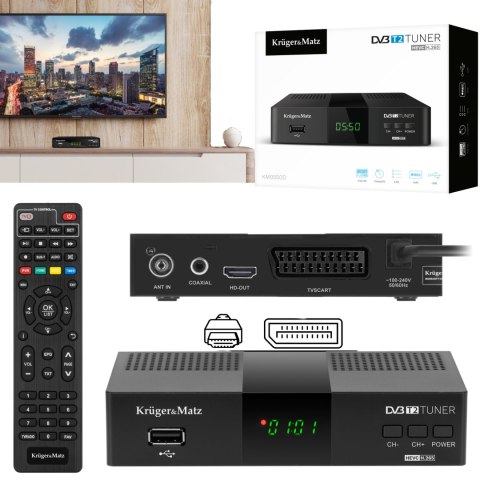 Tuner DVB-T2 H.265 HEVC Kruger&Matz