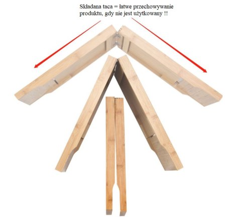 Bambusowa taca kąpielowa do wanny z uchwytem na kieliszek wina