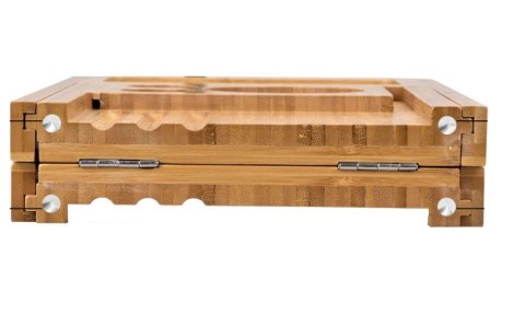 Bambusowa taca kąpielowa do wanny z uchwytem na kieliszek wina