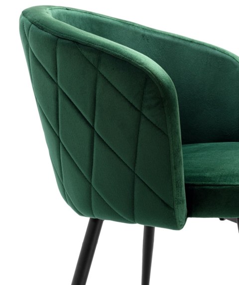 Krzesło welurowe HAMPTON VELVET ciemnozielone