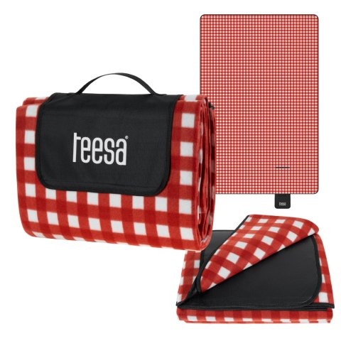 Koc mata piknikowa z izolacją 200x300 cm TEESA - czerwona krata