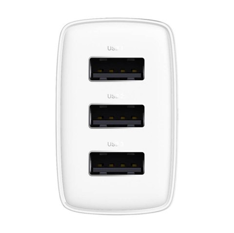 Ładowarka sieciowa BASEUS Compact Quick Charger 17W 3xUSB-A (biała)