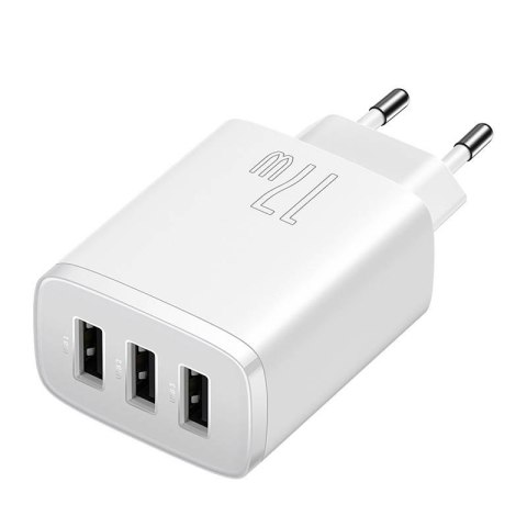 Ładowarka sieciowa BASEUS Compact Quick Charger 17W 3xUSB-A (biała)