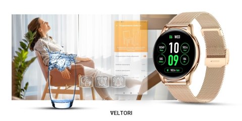 Smartwatch Damski VELTORI VT300-1 Złota Bransoleta