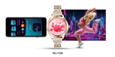 Smartwatch Damski VELTORI VT350-1 Bransoleta Różowe Złoto
