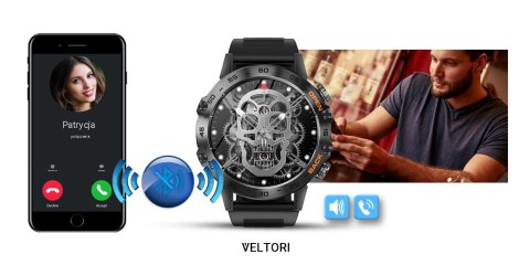 Smartwatch VELTORI VT120-1 Czarny Pasek Silikonowy