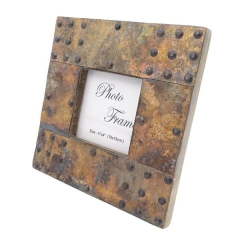 Drewniana ramka na zdjęcia pokryta blachą - A-1106 - format zdjęcia 10x10cm