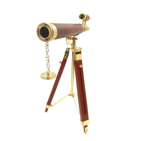 Duża mosiężna luneta na trójnogu - Wysokość maksymalna 57 cm - TDBL