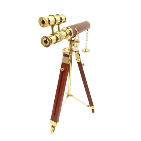 Duża mosiężna luneta na trójnogu - Wysokość maksymalna 57 cm - TDBL