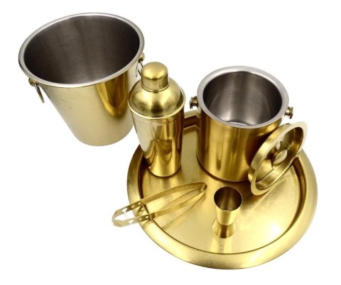 Ekskluzywny zestaw barmański 6 elementów złoty VG