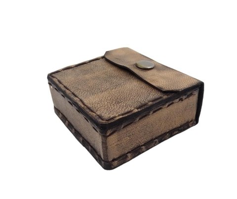 Mosiężny kompas retro w skórzanym etui C0006