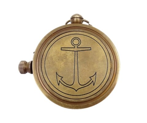 Mosiężny kompas retro w skórzanym etui C0006