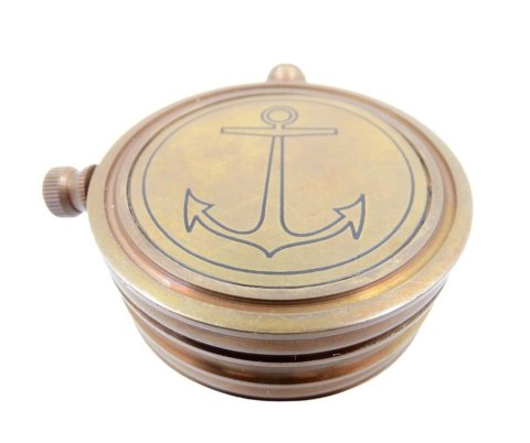 Mosiężny kompas retro w skórzanym etui C0006