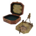 Zegar Słoneczny z Kompasem w Pudełku Drewnianym - Retro Prezent dla Podróżnika - SUN-0106