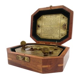 Zegar Słoneczny z Kompasem w Pudełku Drewnianym - Retro Prezent dla Podróżnika - SUN-0106